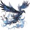 Sticker decorativ, Pasarea Phoenix, Albastru, 60 cm, 1323STK-3