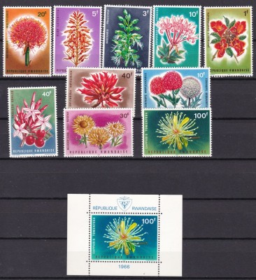 Rwanda 1966 flori MI 157-166 + bl.6 MNH foto
