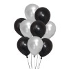 Set 10 Baloane Latex Argintiu/Negru 30cm Ropet - Aniversare, Nunta, Botez - Decoratiuni Petreceri Copii si Adulti