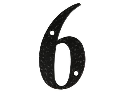 Numar casa 6 - 100mm, stil forjat, negru foto