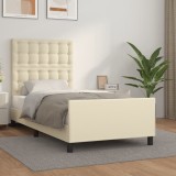 Cumpara ieftin Cadru de pat cu tăblie, crem, 80x200 cm, piele ecologică