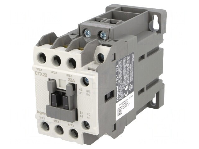 Contactor 3P 22A 1NO1NC 24V DC