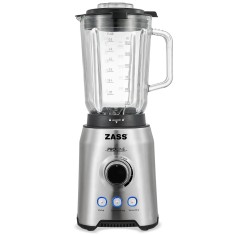Blender de masa Zass ZSB 09, Putere 1000W, Capacitate 1,5L, Cutit inox cu 6 lame, Cana din sticla termorezistenta, Zdrobire gheata, Butoane cu ilumina