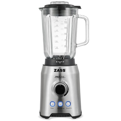 Blender de masa Zass ZSB 09, Putere 1000W, Capacitate 1,5L, Cutit inox cu 6 lame, Cana din sticla termorezistenta, Zdrobire gheata, Butoane cu ilumina foto
