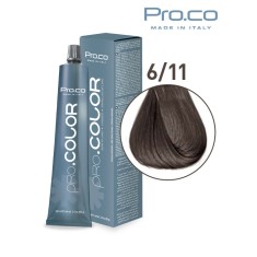 Vopsea de par profesionala PRO.COLOR 100 ml - Pro.Co - 6/11 BLOND INCHIS CENUSIU INTENS