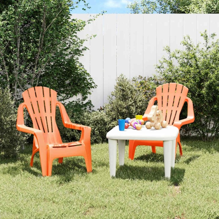 vidaXL Scaune grădină copii 2 buc portocaliu 37x34x44cm PP aspect lemn 364742