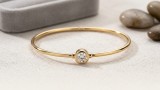 Cumpara ieftin Bratara fixa din argint 925 placata cu aur cu zirconiu - Model Solitaire Minimalist