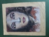 tablou in guasa , Chip de tanara .Dimensiuni aprox 29 cm x 20 cm . Hartie de desen
