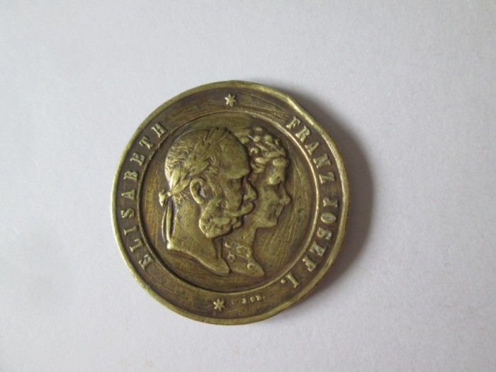 Austria medalia:Aniversarea nuntii de argint Franz Josef I si Elisabeth 1879,diametrul:28 mm