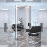 Consolă profesională pentru frizerie, barber shop și cosmetică, cu oglindă LED dublă față, 200x100 cm, argintie