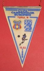 Fanion meci fotbal STEAUA Bucuresti - IFK GOTEBORG (CCE 15.03.1989)