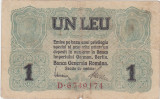 ROMANIA 1 LEU BGR 1917 aF