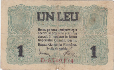 ROMANIA 1 LEU BGR 1917 aF foto