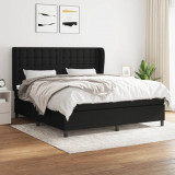 VidaXL Pat box spring cu saltea, negru, 180x200 cm, catifea