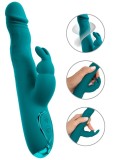 Vibrator Rabbit Wiggling, 3 Motoare, Silicon, USB, Verde, 22.5 cm