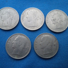 LOT 2 - 5 MONEDE 1 FRANC (1950,1951,1955,1958,1959 ) BELGIA