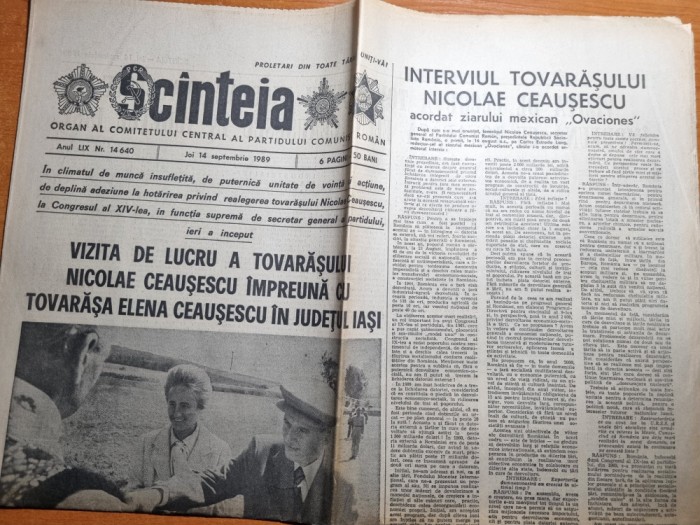 scanteia 14 septembrie 1989-ceausescu vizita la iasi,art. jud. neamt