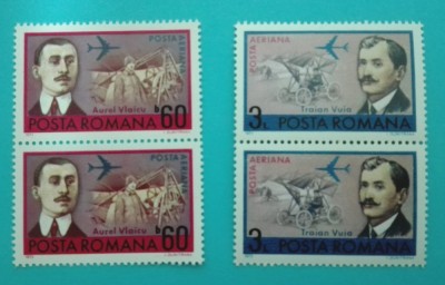 TIMBRE ROMANIA 1972 L.P.803 ANIVERSARI -AVIATIE SERIE IN PERECHE MNH foto