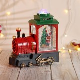 Cumpara ieftin Tren locomotiva decorativa, glob Craciun cu Mos Craciun, bradut si ninsoare, ventilator zapada, functie muzicala si jocuri de lumini LED, rosu