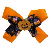 Clamă Păr Halloween, Fundiță Dovleac, 13cm, Multicolor, Oem