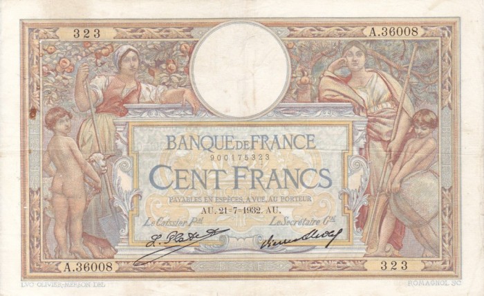 FRANTA 100 francs 21-7-1932 VF!!!