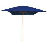 VidaXL Umbrelă de soare, exterior, st&acirc;lp lemn, albastru, 200x300 cm