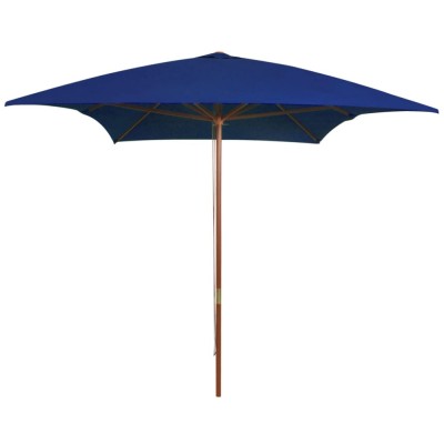 vidaXL Umbrelă de soare cu st&amp;acirc;lp din lemn, albastru, 200x300 cm 313761 foto