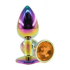 Dop Anal Metalic, Medium, Multicolor, Piatra Portocalie, Guilty Toys
