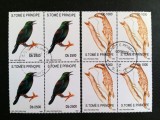 Lot 2 Blocuri de 4 Faună Protejată, Ornitologie &amp; Păsări Nativă / S&atilde;o Tom&eacute; e Pr&iacute;ncipe (1992) - A583