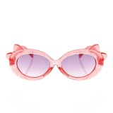 Ochelari de soare roz copii cu rame glitter si urechi decorative