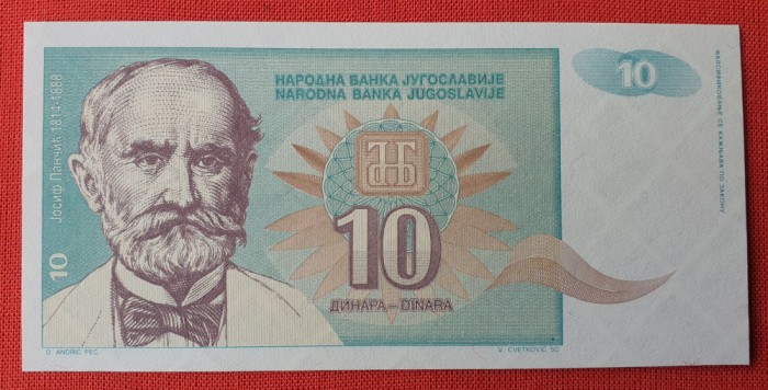 10 Dinara anul 1994 Bancnota Iugoslavia - Jugoslavije