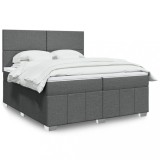 Cumpara ieftin Pat box spring cu saltea, gri &icirc;nchis, 200x200 cm, textil