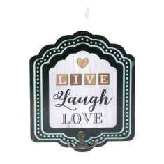 Mini cuier pentru perete Live Laught Love, 17 x 20 cm foto
