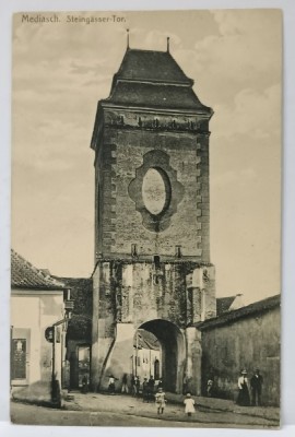 MEDIAS , TURNUL STEINGASSER , CARTE POSTALA , INCEPUTUL SEC. XX foto