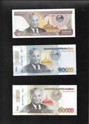 Set Laos 5000 + 10000 + 20000 kip 2020 aunc/unc foto