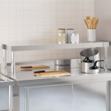 vidaXL Raft Superior Masa de Lucru 110x30x35cm Otel Inoxidabil Argintiu, Suport Bucatarie Restaurant Atelier, Greutate Max 50kg