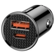 Incarcator auto Baseus Circular Plastic PPS, 1 x USB Output 4.5V/5A, 1 x USB Type-C Output 5V/3A, total output 30W, pt. bricheta auto, negru