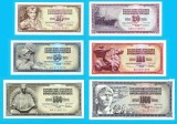 Iugoslavia SET COMPLET 6x (p#87+88+89+90+91+92) 10+20+50+100+500+1000 Dinars 1978-86 UNC; (ROG CITITI DETALIILE!)