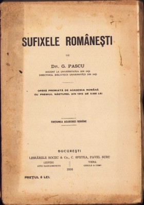 HST 196SP Sufixele rom&amp;acirc;nești 1916 G Pascu foto