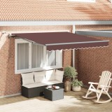 Cumpara ieftin Copertina retractabilă automat cu LED-uri, maro, 300x250 cm