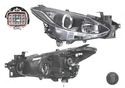Far Mazda 3 (Bm), 06.2013-, fata, Dreapta, cu daytime running light; H11+H15+W5W; electric; fara motoras, TYC foto