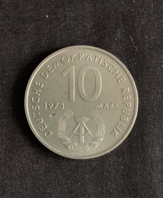 Moneda 10 mărci Germania DDR 1973 foto