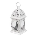 Cumpara ieftin Felinar metalic dantelat alb pentru lumanare, Lioness, 10 x 21 cm