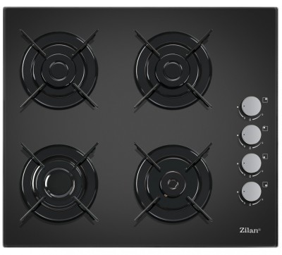 Plita incorporabila Zilan ZLN-0058, Gaz butelie sau gaz natural (duze de schimb incluse), 59x51 cm, 4 Arzatoare, Aprindere Electrica, Sticla Neagra foto