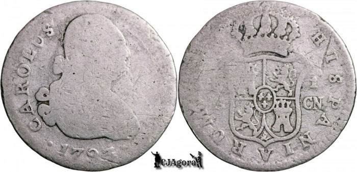 1793 S CN, 1 Real - Carol al IV-lea - Regatul Spaniei | KM 429.2, Seville