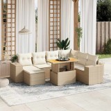 vidaXL Set canapele de grădină, 8 piese, cu perne, bej, poliratan 3275942
