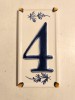 Placa ceramica cu numar de casa, nr. 4, frumos decorata, 15x7.5cm