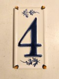 Placa ceramica cu numar de casa, nr. 4, frumos decorata, 15x7.5cm