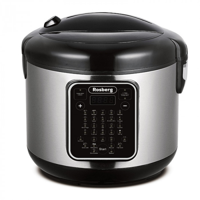 Multicooker cu 31 programe Rosberg, 780 W, 5 L, Acoperite antiaderenta, Inox