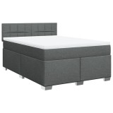 Cumpara ieftin Pat box spring cu saltea, gri inchis, 140x200 cm, textil